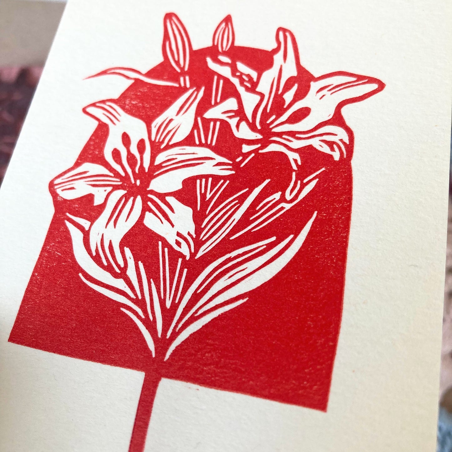 Lilies (Red) | Mini Block Print