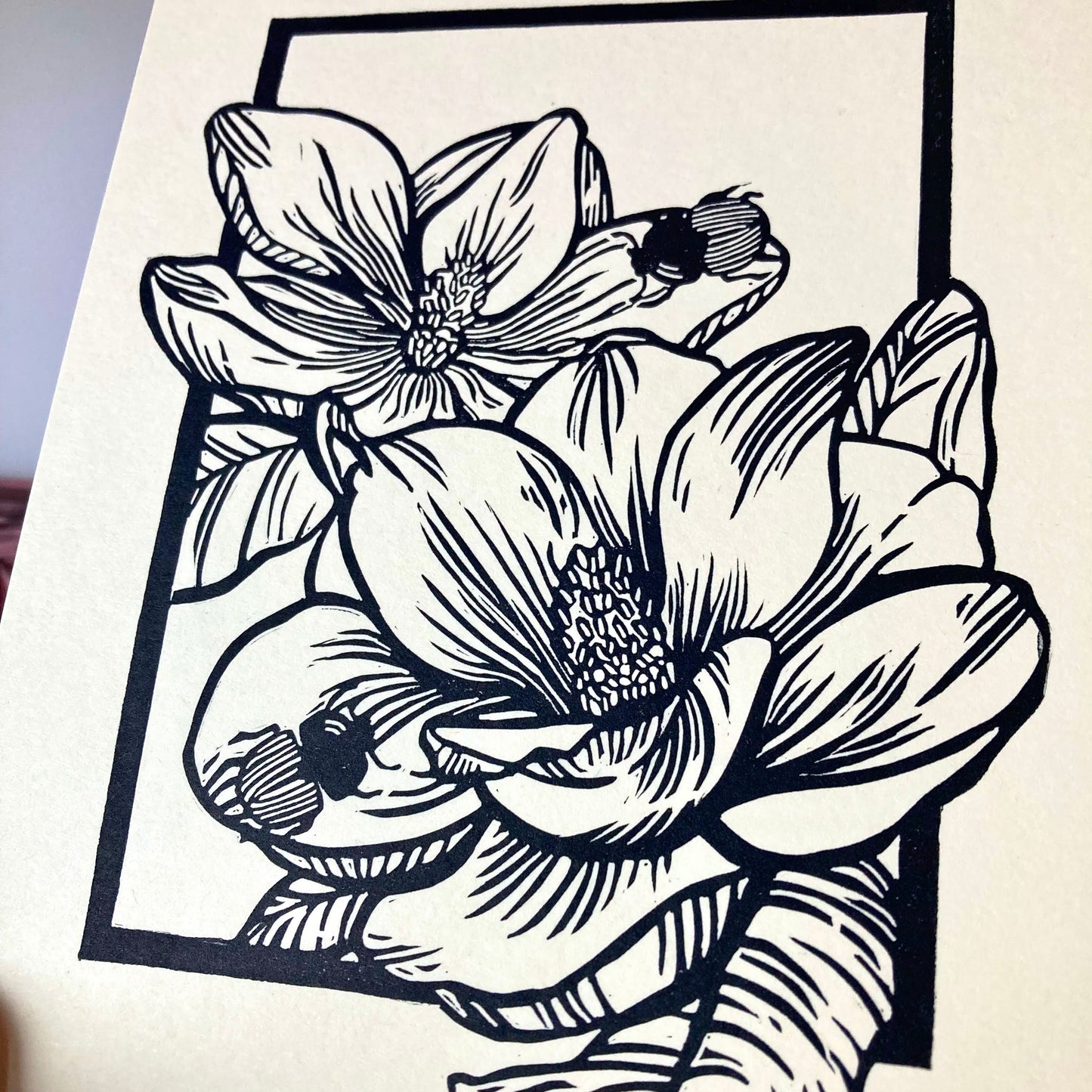 Magnolias | Original Block Print