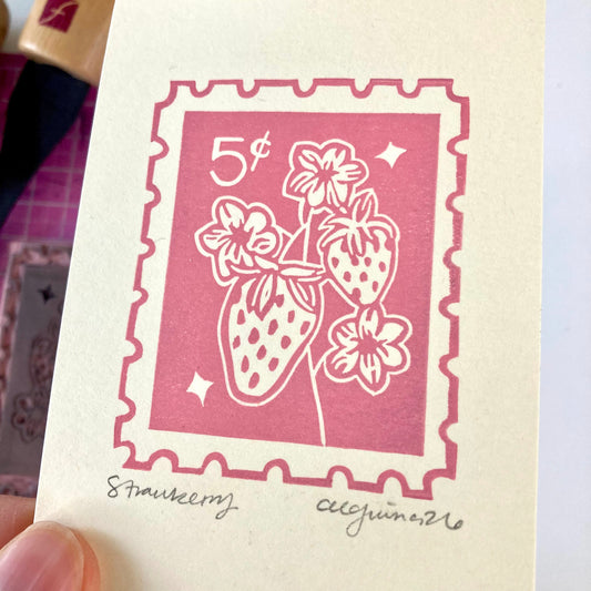 Strawberry (Pink) | Mini Block Print