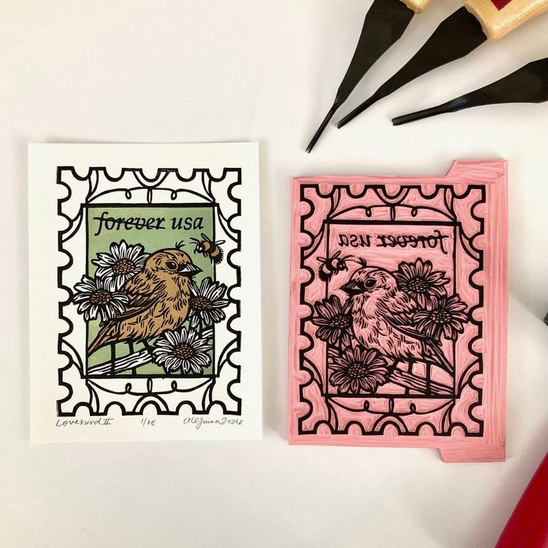 Lovebird II | Original Block Print