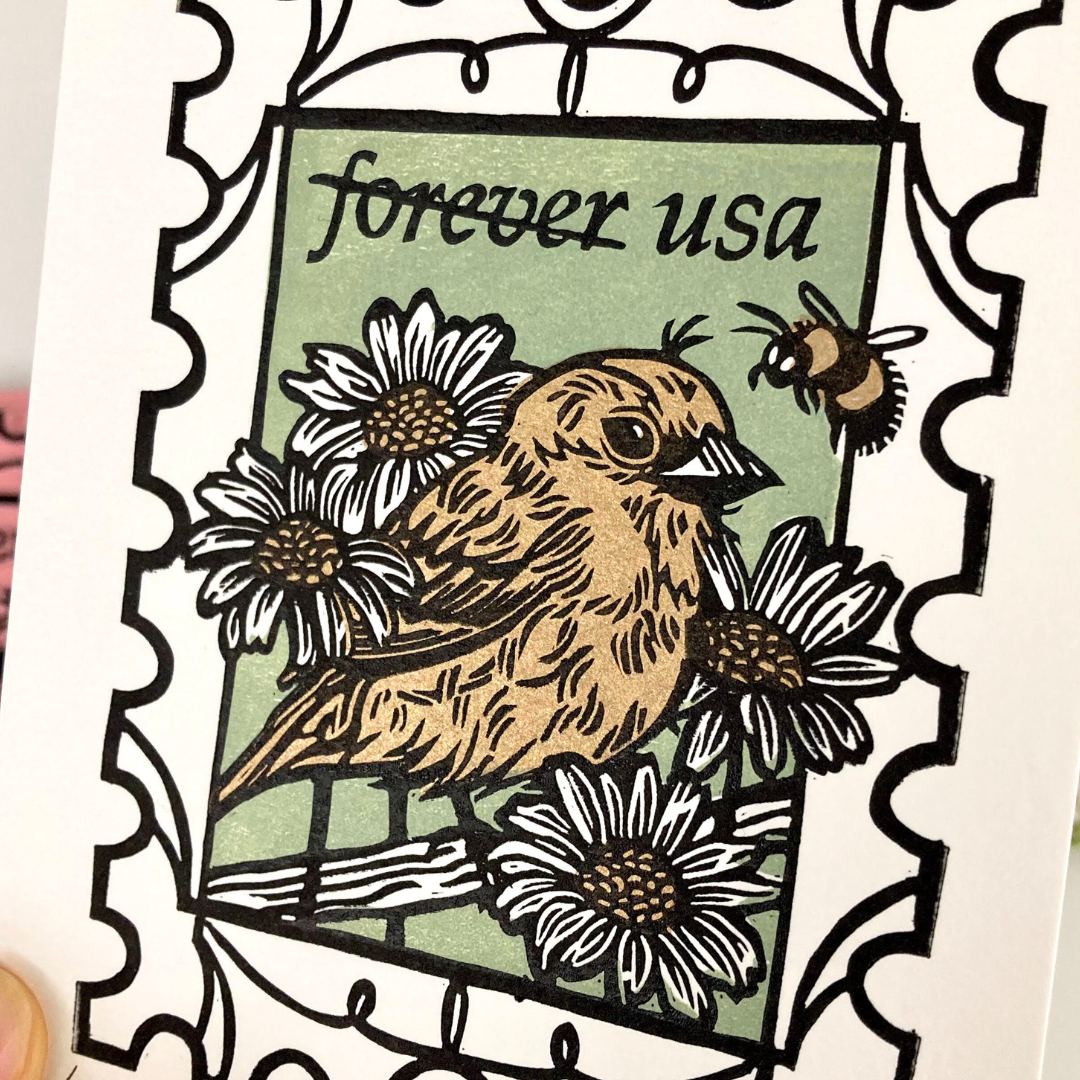 Lovebird II | Original Block Print