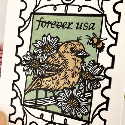 Lovebird II | Original Block Print