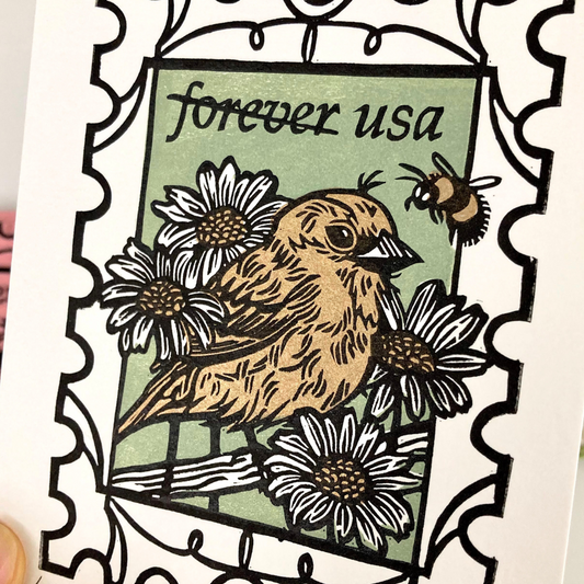 Lovebird II | Original Block Print