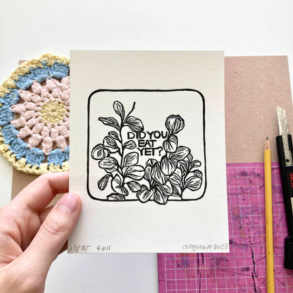 Did You Eat Yet? | Original Block Print