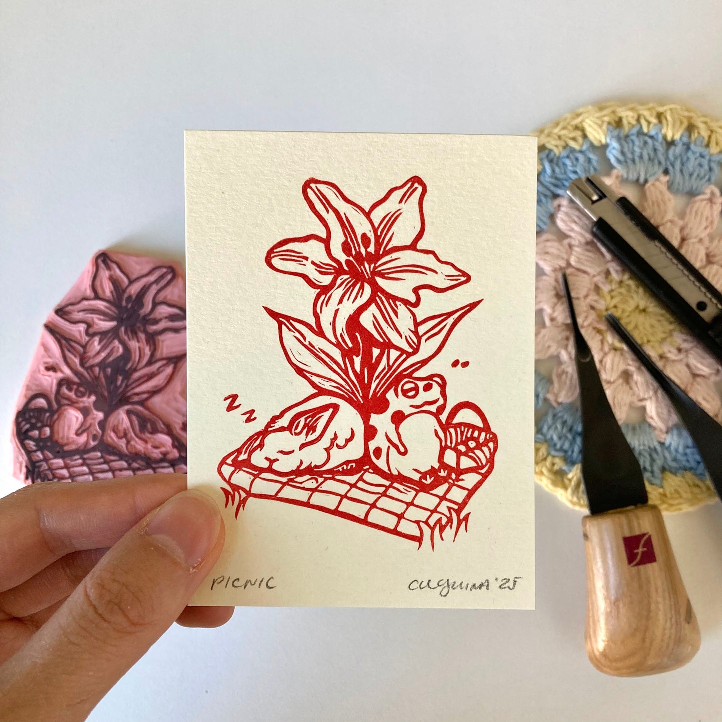 Picnic (Red) | Mini Block Print