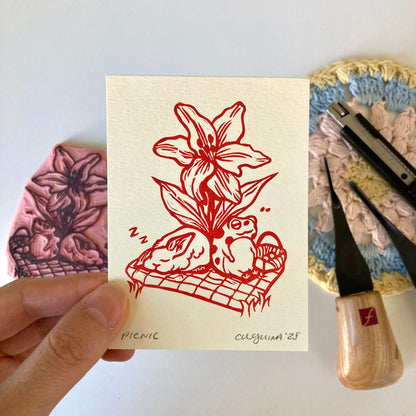 Picnic (Red) | Mini Block Print