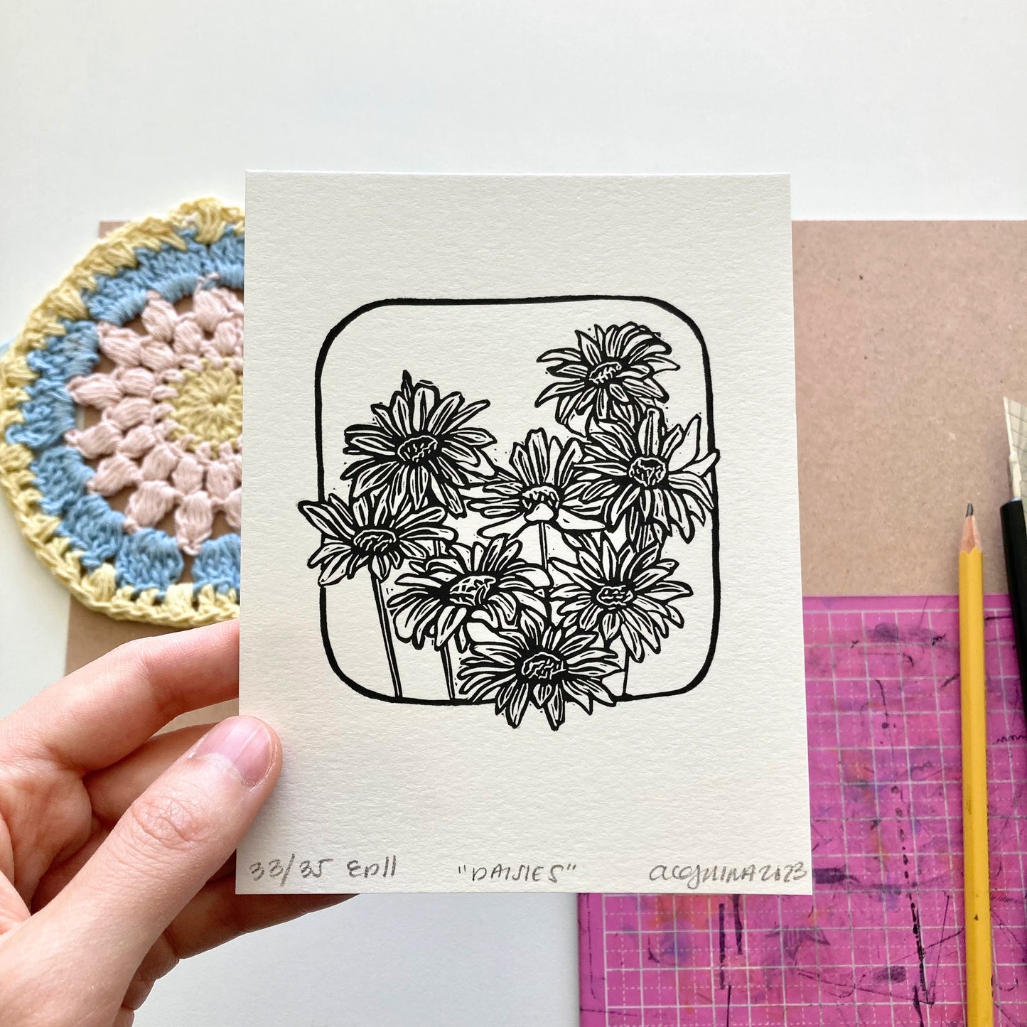 Daisies | Original Block Print