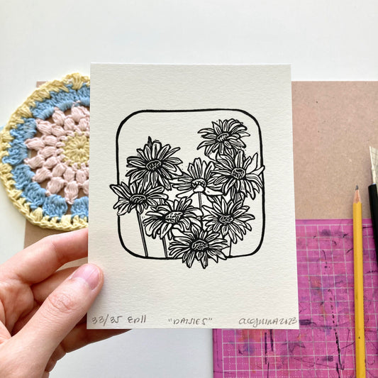 Daisies | Original Block Print