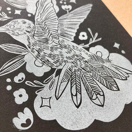 Love and Resilience (Black) | Original Block Print