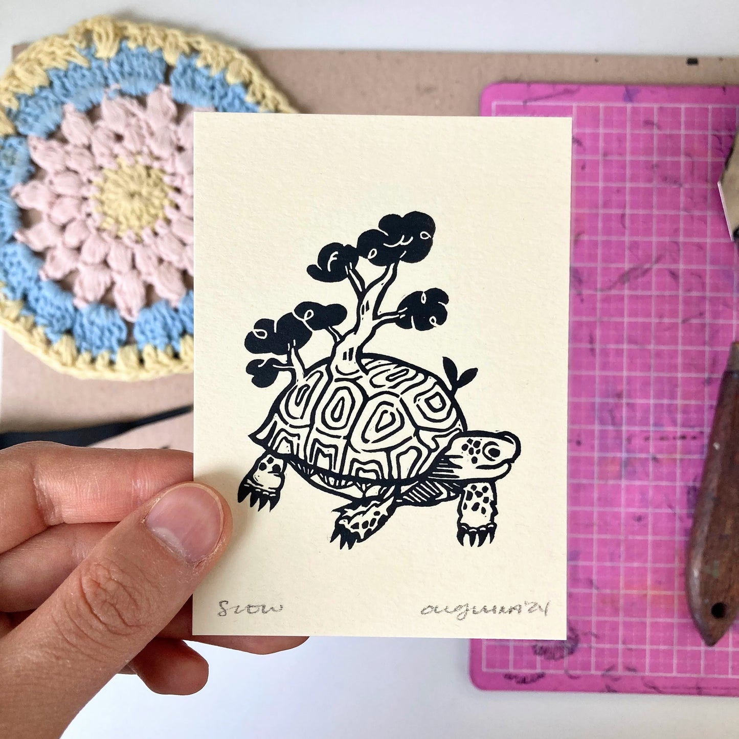 Slow | Mini Block Print