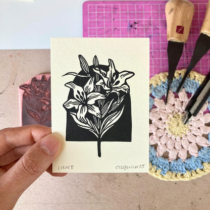 Lilies | Mini Block Print