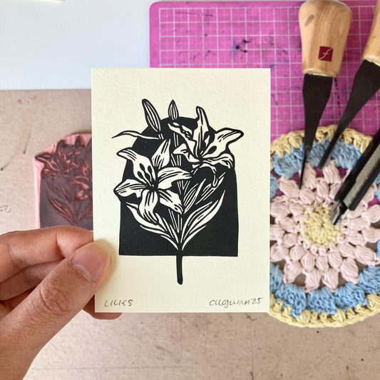 Lilies | Mini Block Print