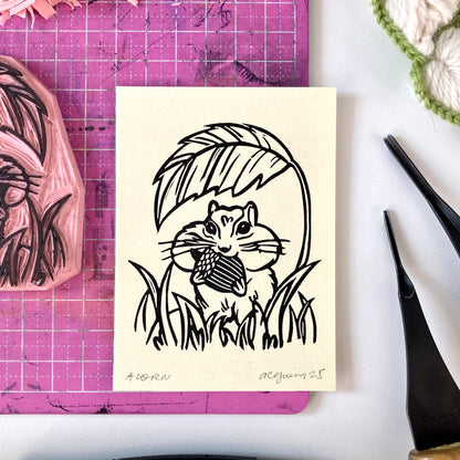Acorn | Mini Block Print