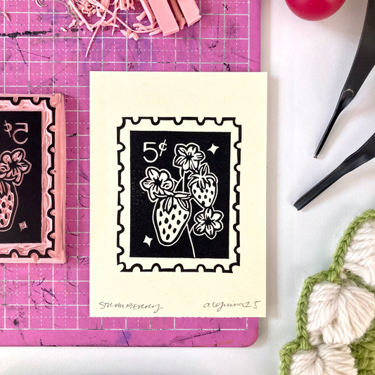 Strawberry | Mini Block Print