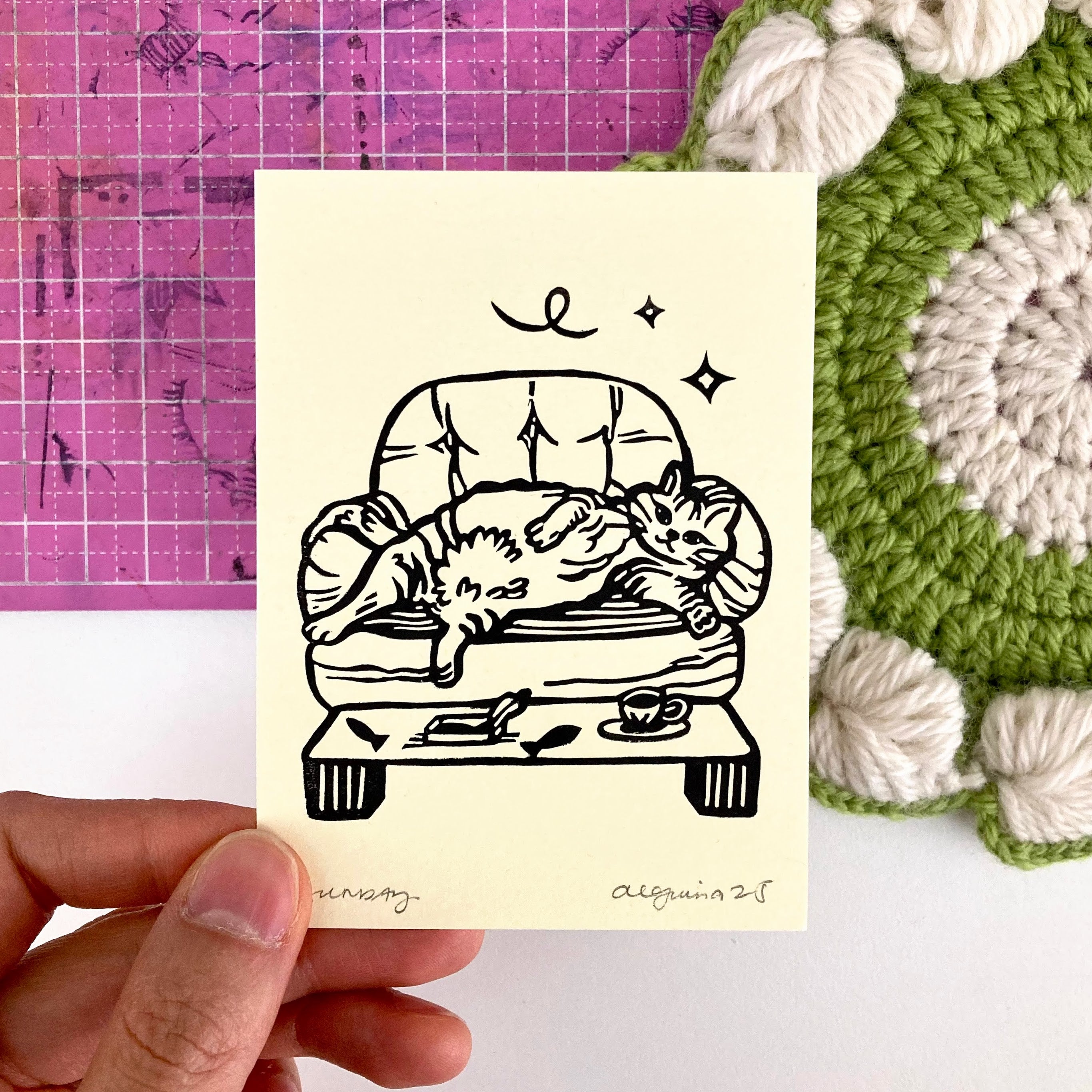 Sunday | Mini Block Print – ACGUINA ART