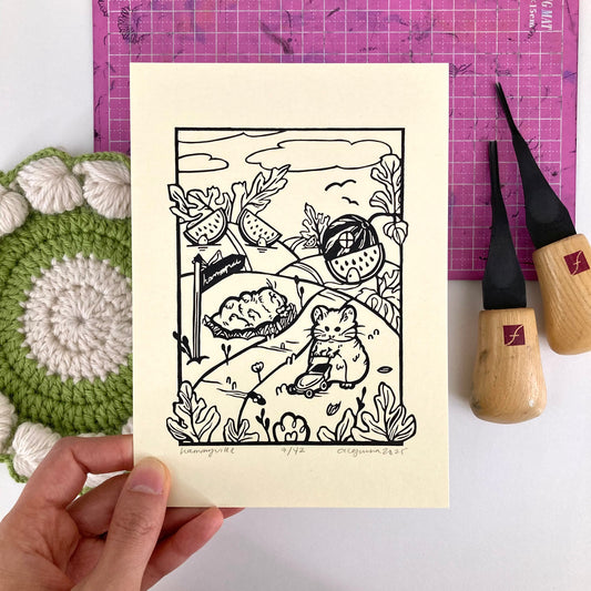 Hammyville | Original Block Print