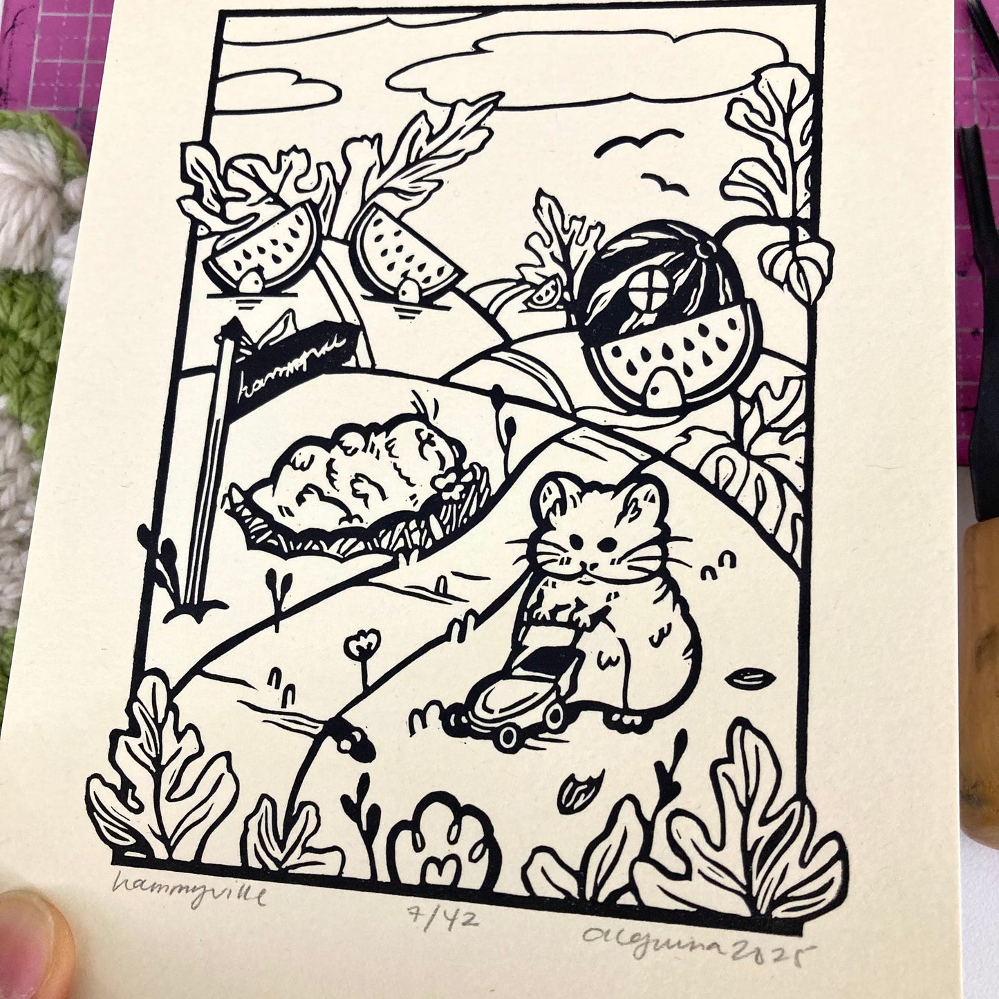 Hammyville | Original Block Print