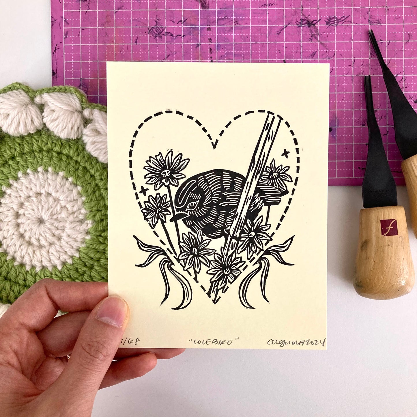 Lovebird | Original Block Print