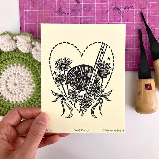 Lovebird | Original Block Print
