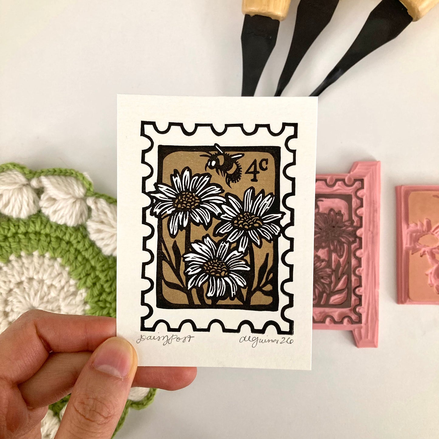 Daisy Post | Mini Block Print