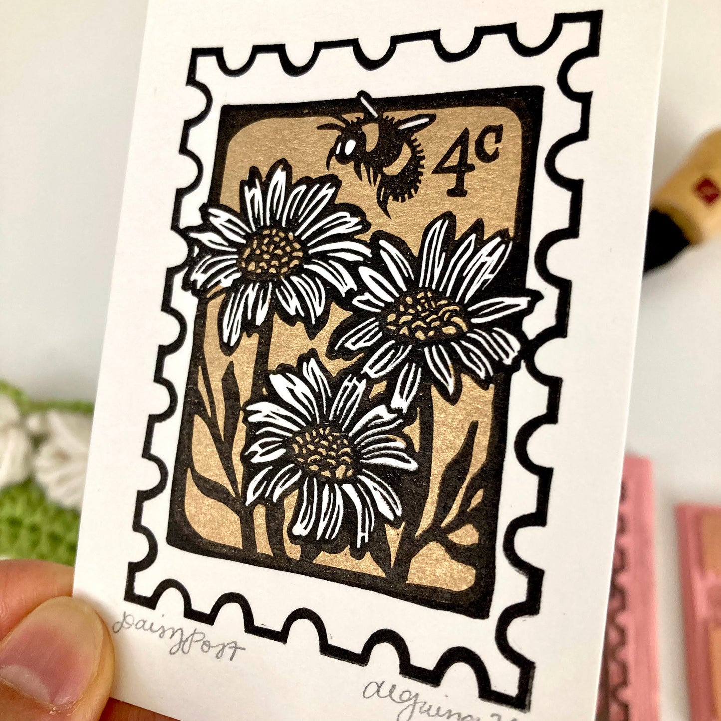 Daisy Post | Mini Block Print