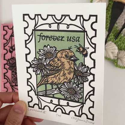 Lovebird II | Original Block Print